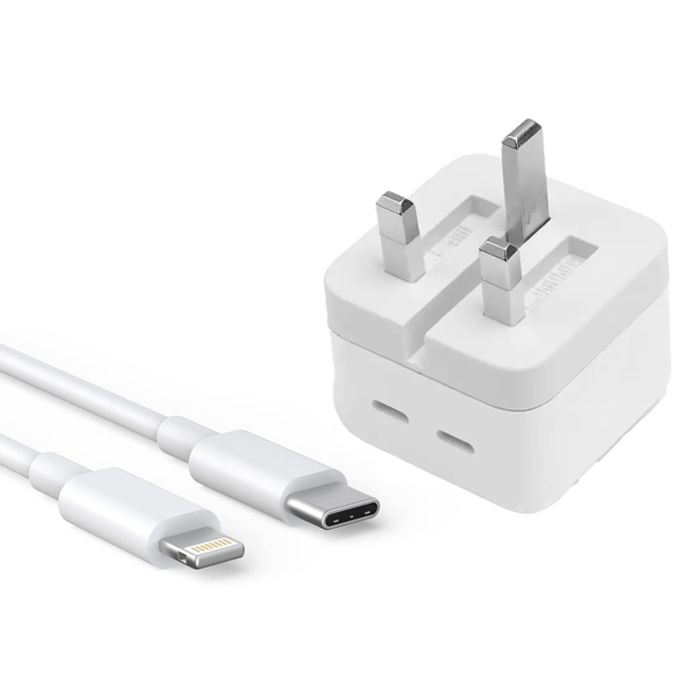 iPhone 14 Pro 3 Pin (UK Pin) 50w USB-C+C Power Adapter With USB-C To L –  School2Office