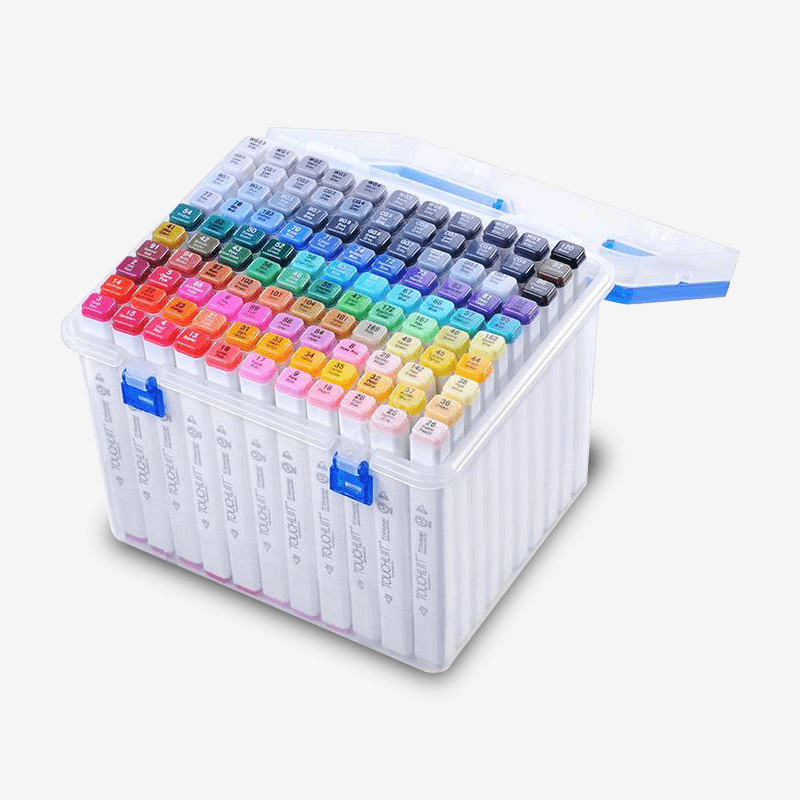 48PCS Marker Set Permanent Double-Ended Highly Pigmented Colors With Stable  Bag