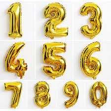 Number Foil Balloon 16" Inch Golden & Silver (0 to 9)