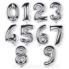 Number Foil Balloon 16" Inch Golden & Silver (0 to 9)