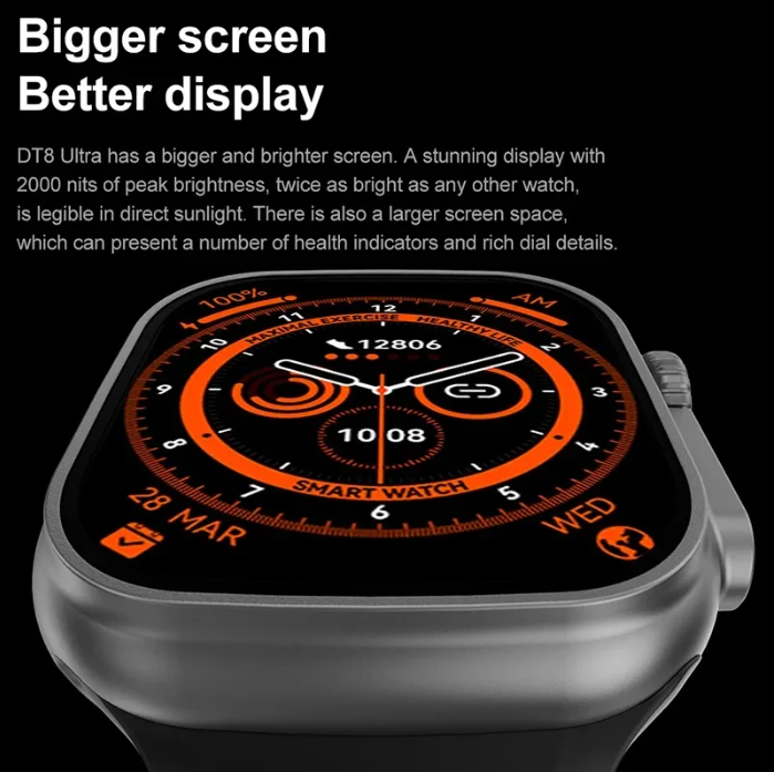 T900 Ultra 2.02 Smart Watch 2023 Full Touch Screen Series 8 Relog Intelligent Wireless Charging Black