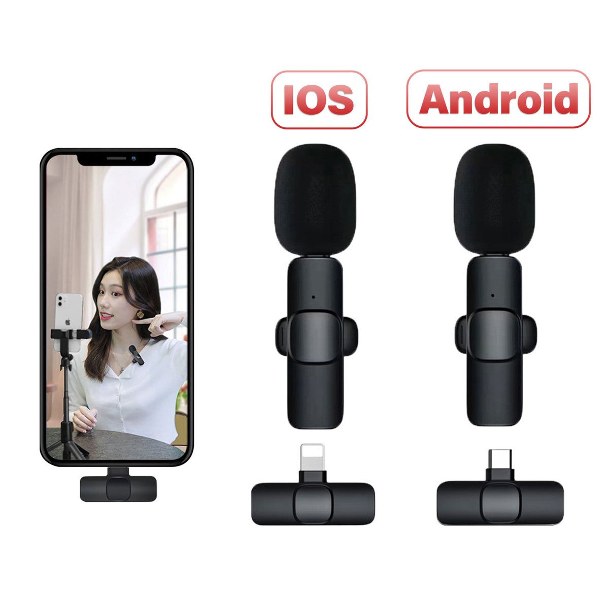 K11 2 In 1 Collar Wireless Microphone Iphone/Android & Type C Supported