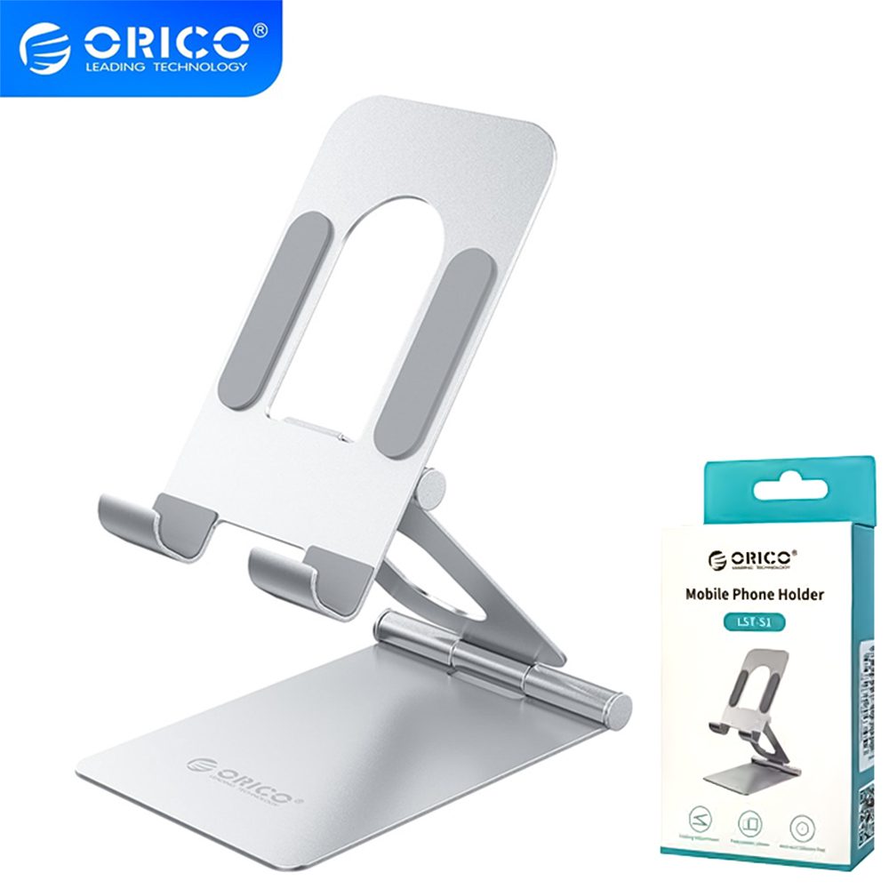 Orico-Lst-S1 Mobile Phone Holder Adjustable Foldable Metal Desktop Stand