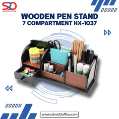 Wooden Pen Stand 7 Compartment Hx-1037