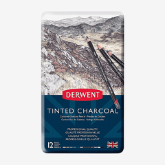 Derwent Tinted Charcoal Pencil Tin Pack Of 12