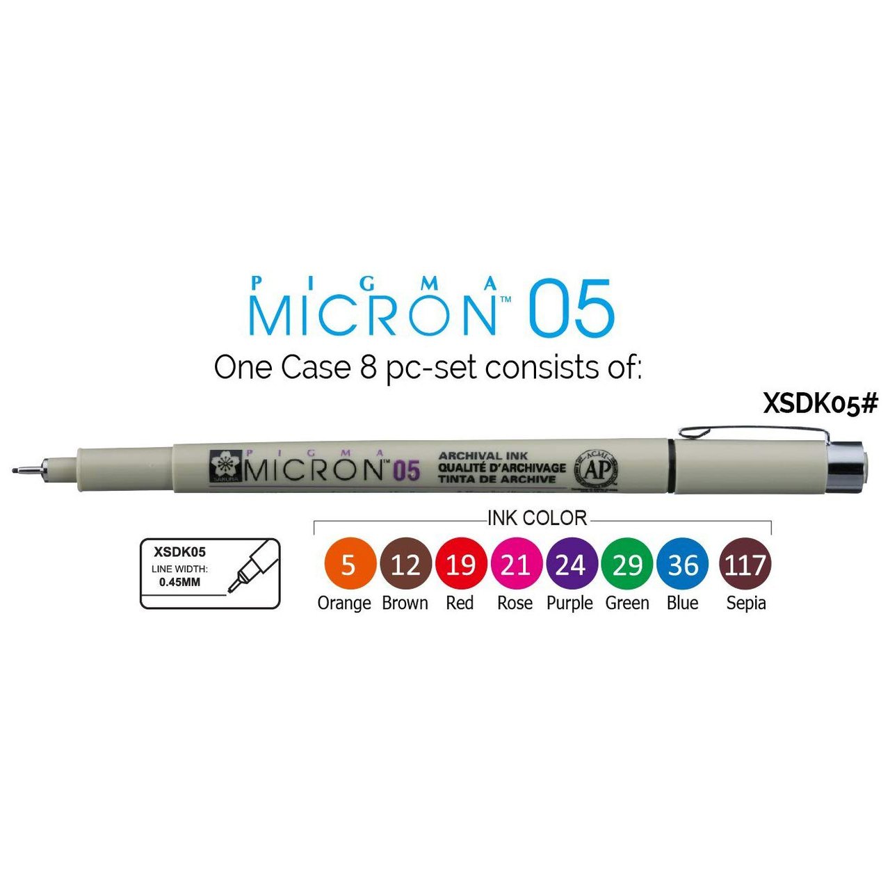 Sakura Pigma Micron Colored Pen 0.5 Set Of 8