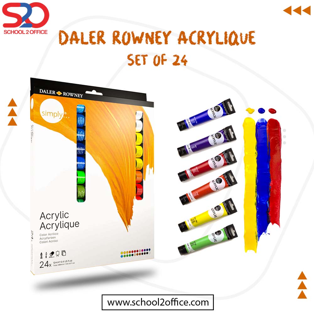 Daler Rowney Simply Acrylic Paint Set 1224pcs School2Office