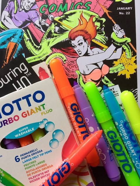 Giotto Turbo Giant Fluorescent Felt Tip Pens Set of 6